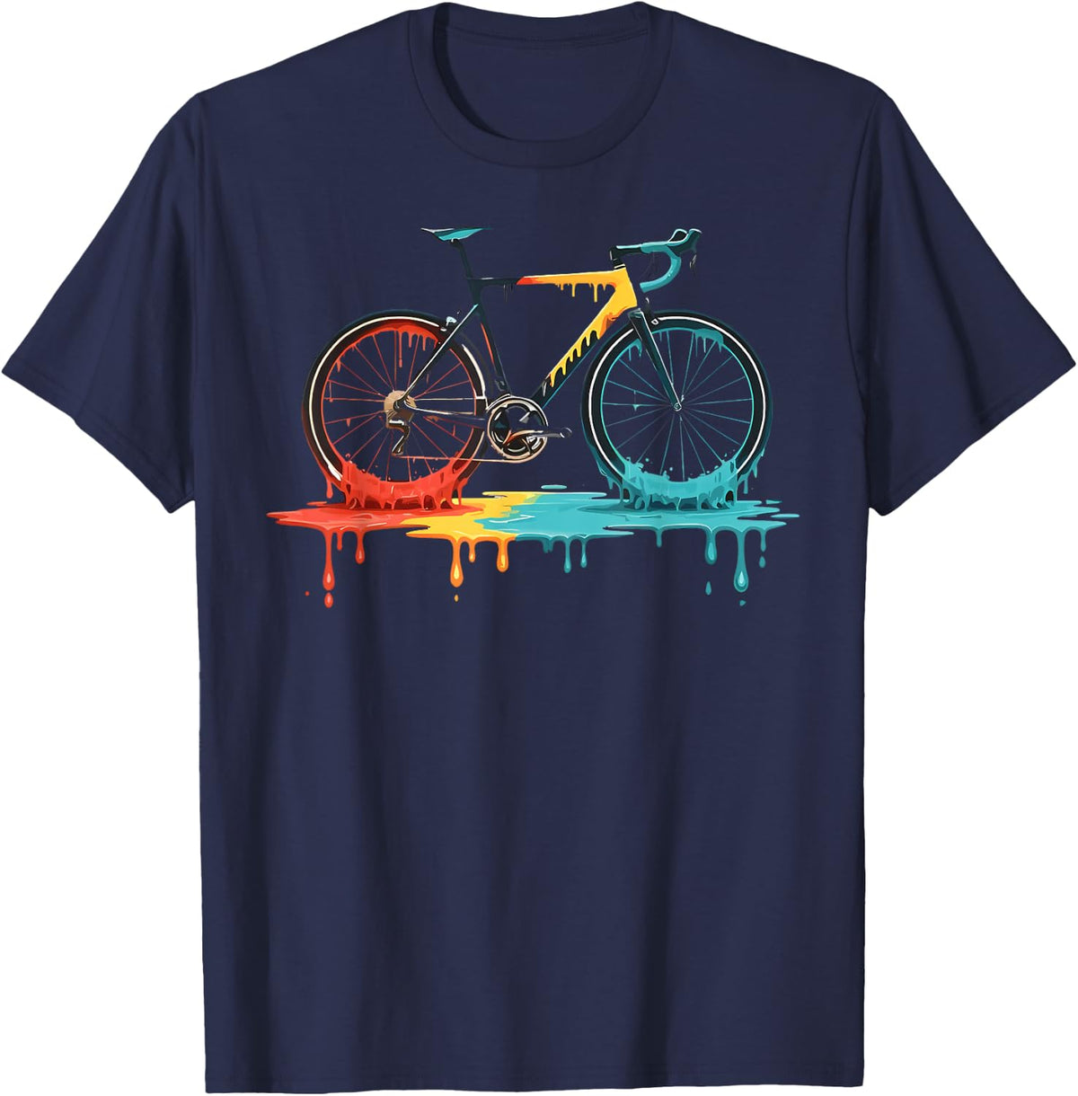Dripping Rider Mountainbike MTB Cycling Melting Bike Bicycle T-Shirt - Navy Blue