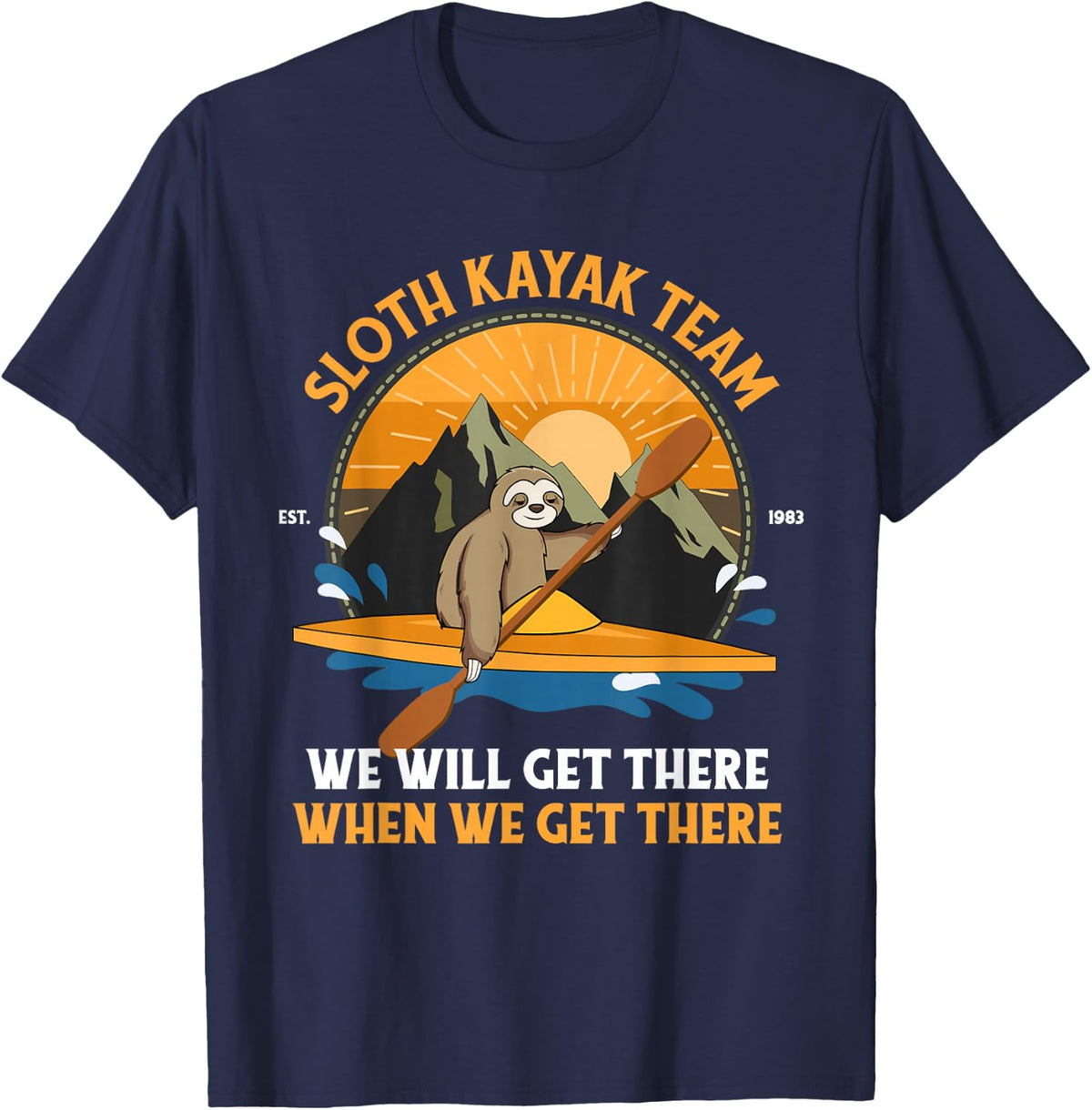 Sloth Kayak Shirt, Sloth Kayak Team T-Shirt - Navy Blue