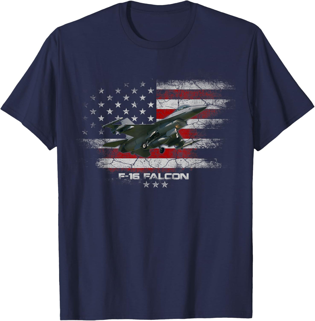 F-16 Falcon U.S Military Fighter Fighting Jet Pilot Veteran T-Shirt - Navy Blue