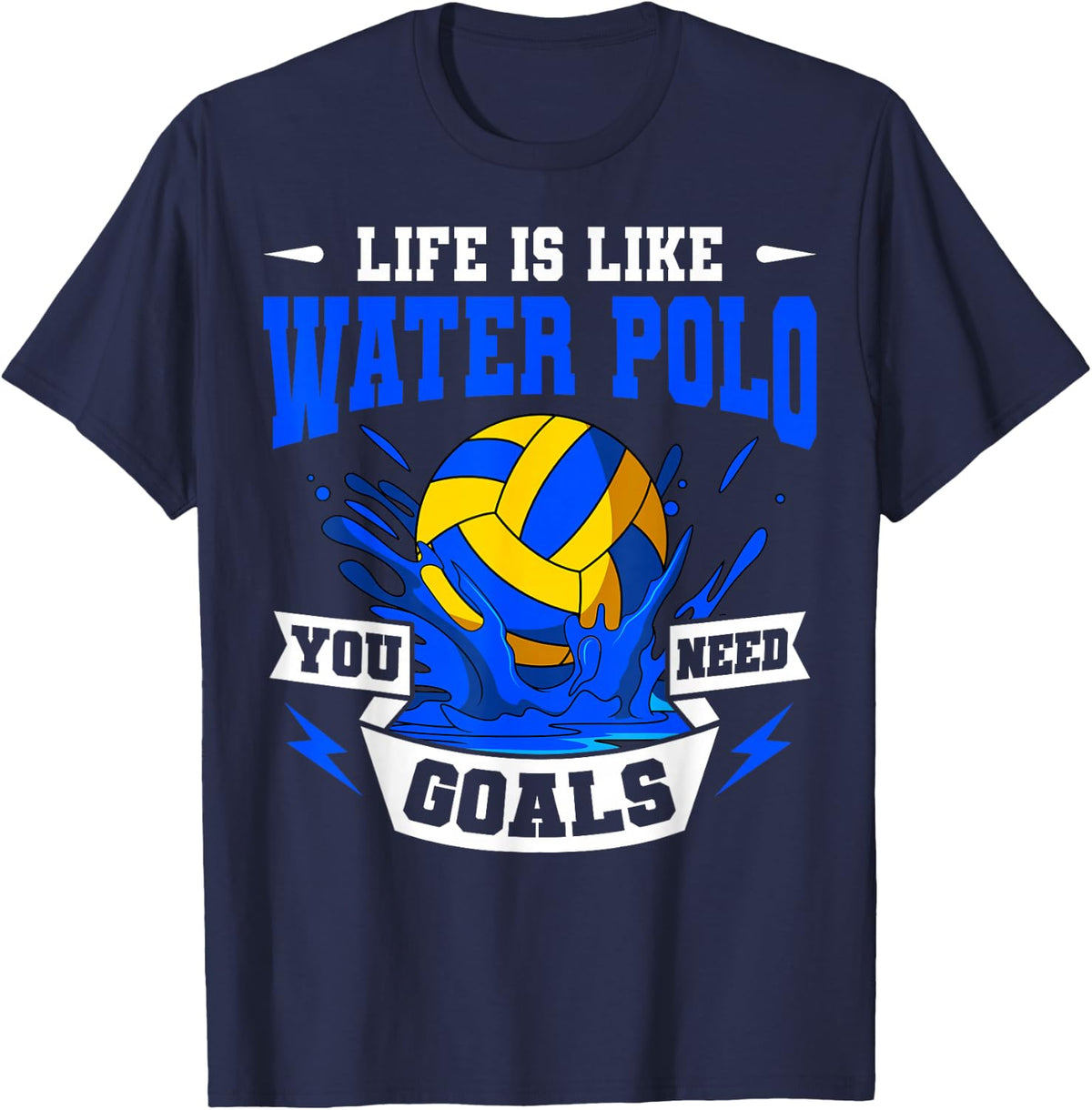 Water Polo Player Swimmer Team Sport Goalie Game Athlete T-Shirt - Navy Blue