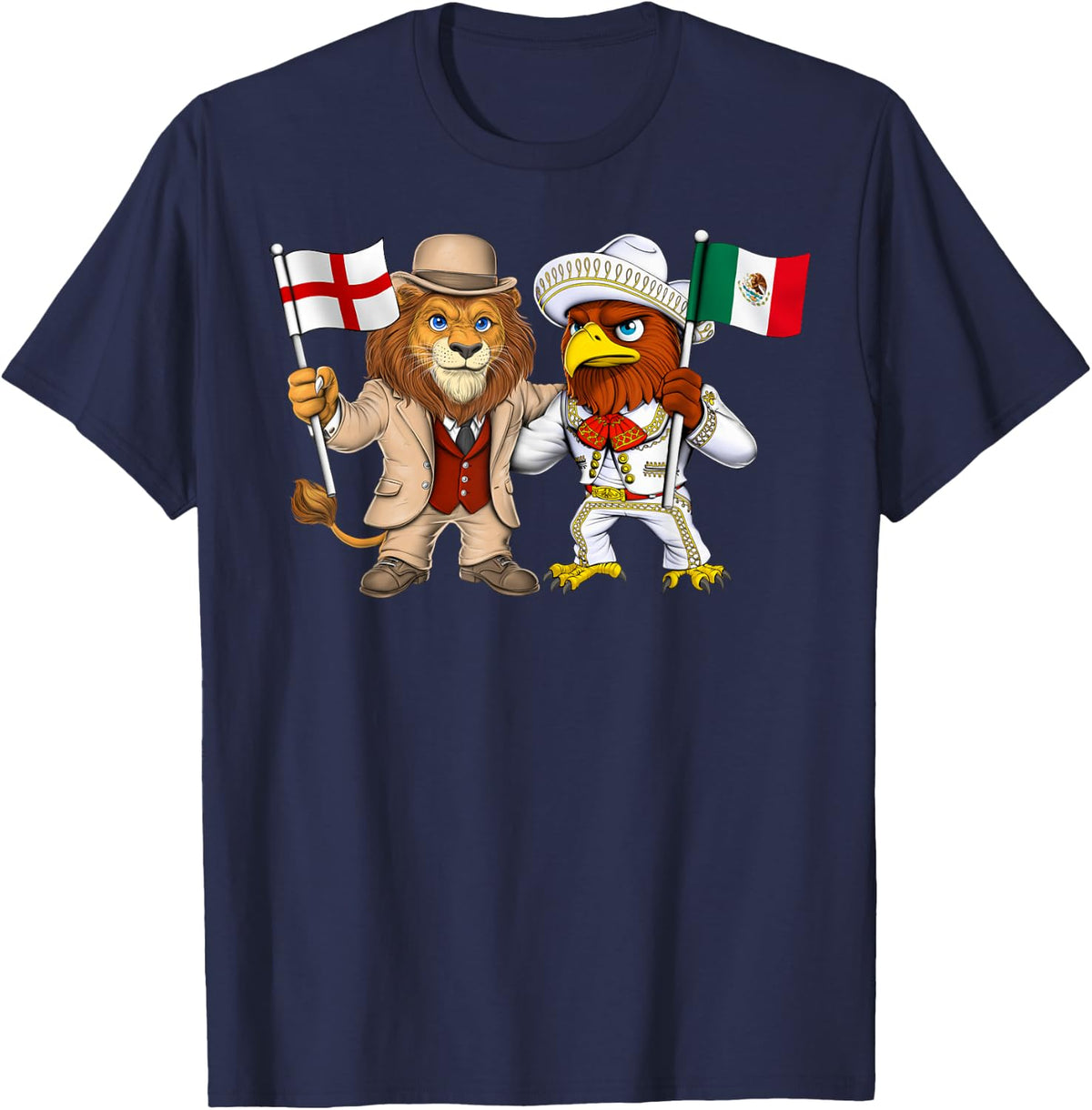 England Mexico Roots Mexican UK British English Flag T-Shirt - Navy Blue