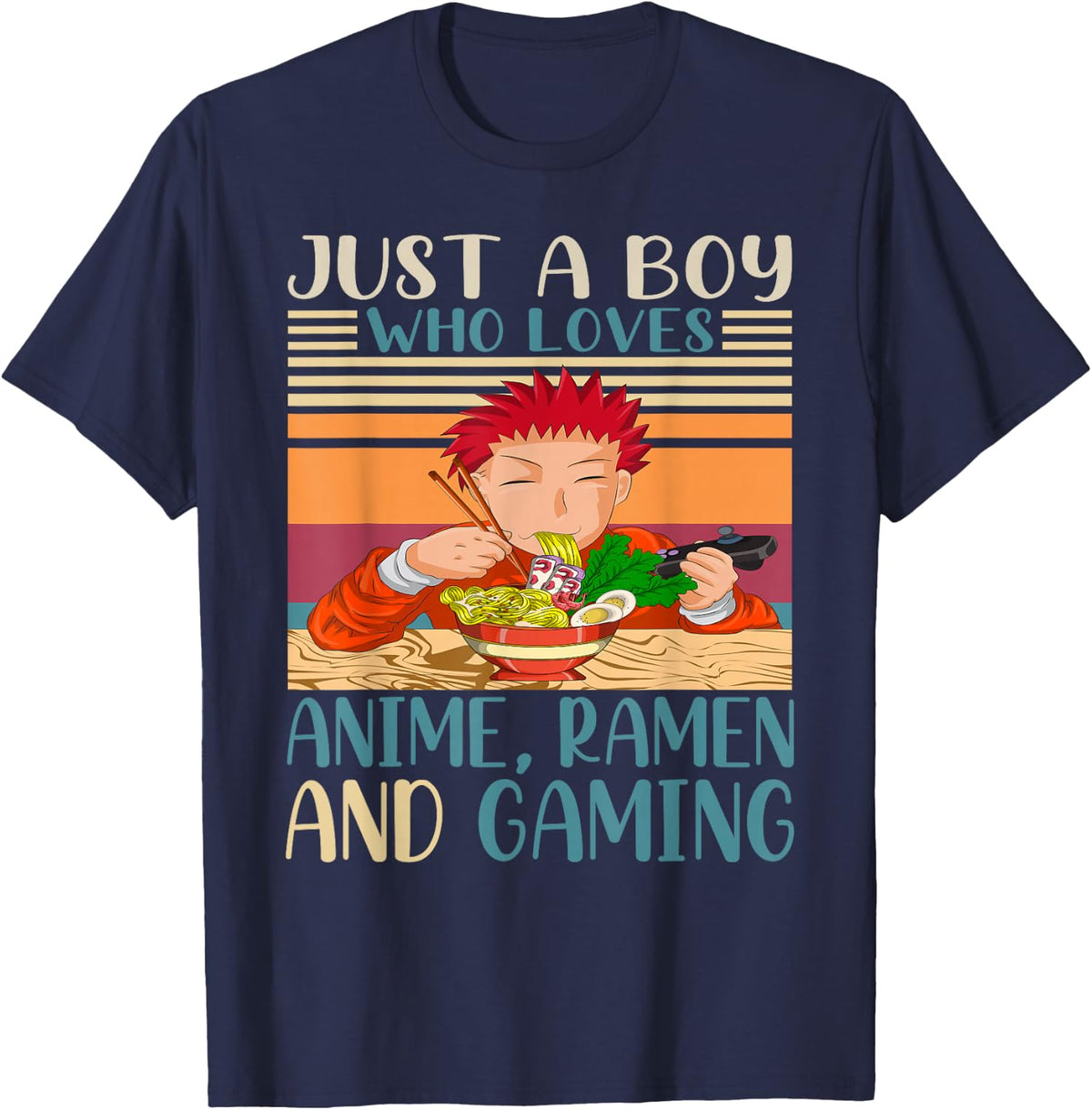 Japanese Food Ramen Gaming Nerd Gift Anime Boy T-Shirt - Navy Blue