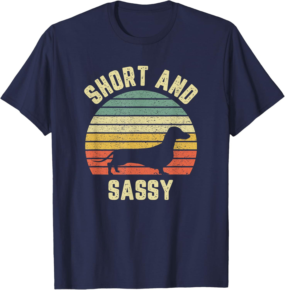 Vintage Dachshund Funny Weiner Dog Short Sassy T-Shirt - Navy Blue