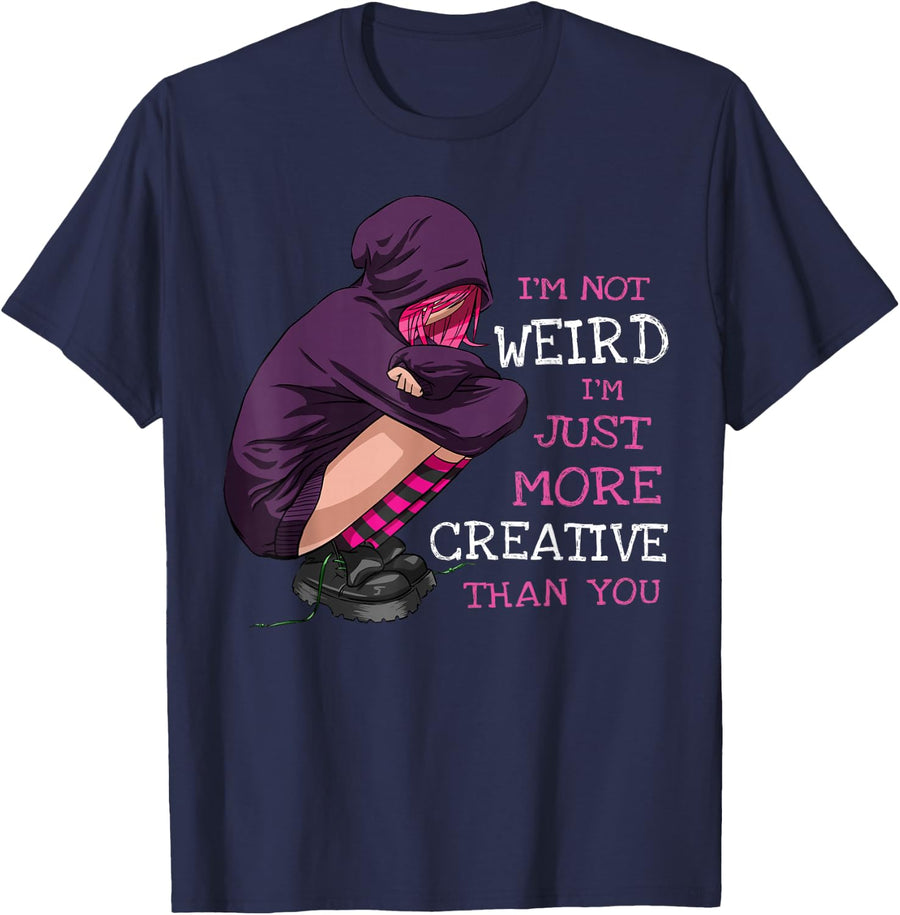 Anime Girl Anime Clothing Kawaii Pastel Goth Girl Not Weird T-Shirt - Navy Blue