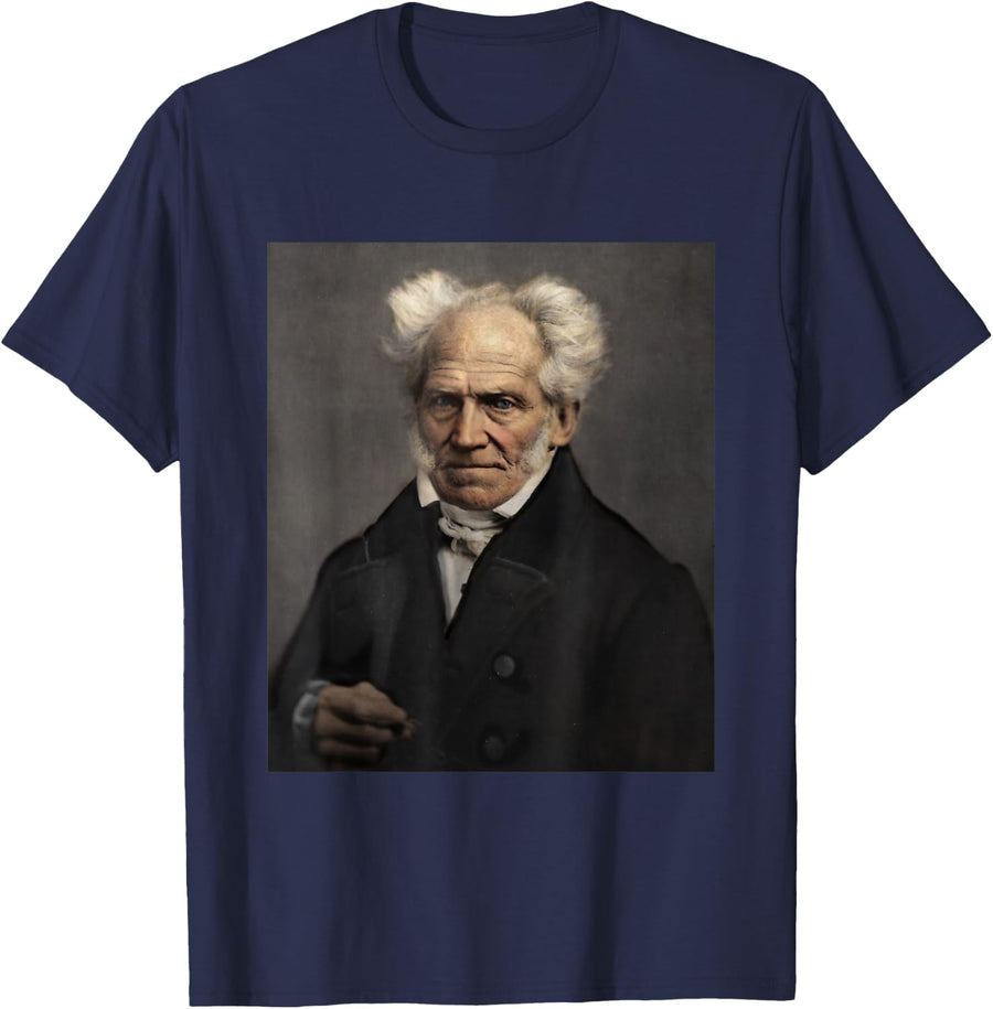 Arthur Schopenhauer German Philosopher Philosophy Morality T-Shirt - Navy Blue