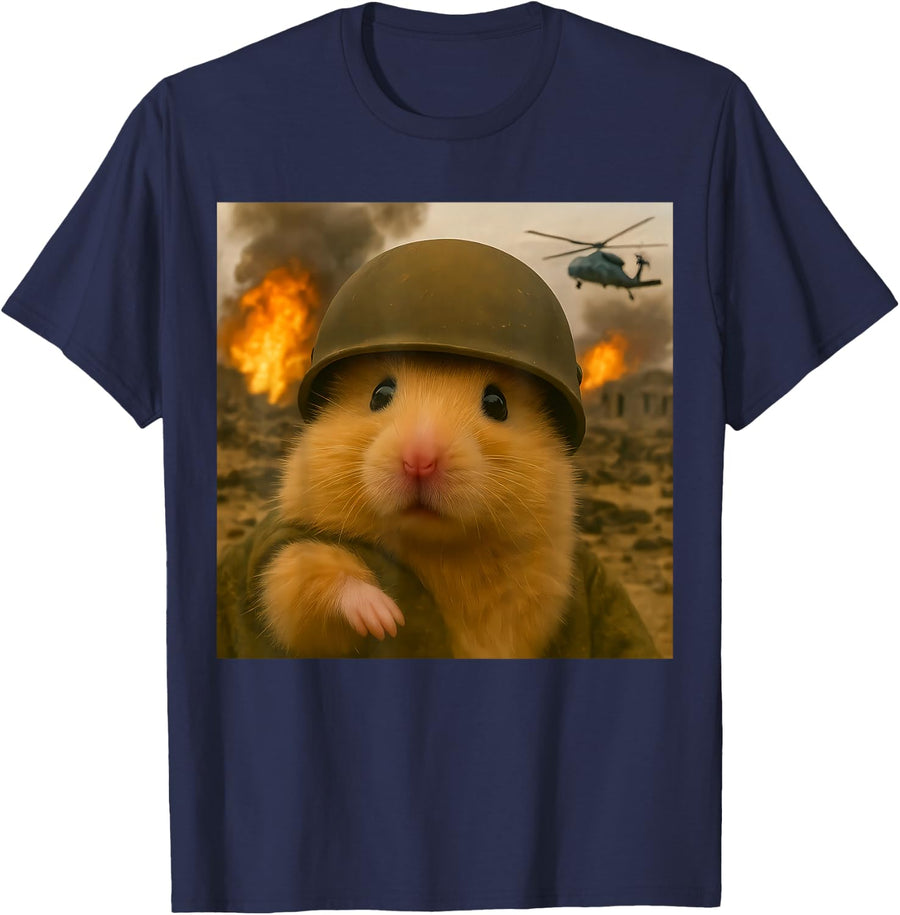 Funny Hamster Cute Meme Graphic T-Shirt - Navy Blue