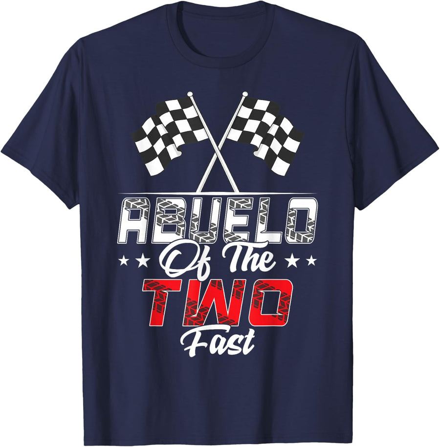 Abuelo Of The Two Fast Second Birthday Racing Car Family T-Shirt - Navy Blue