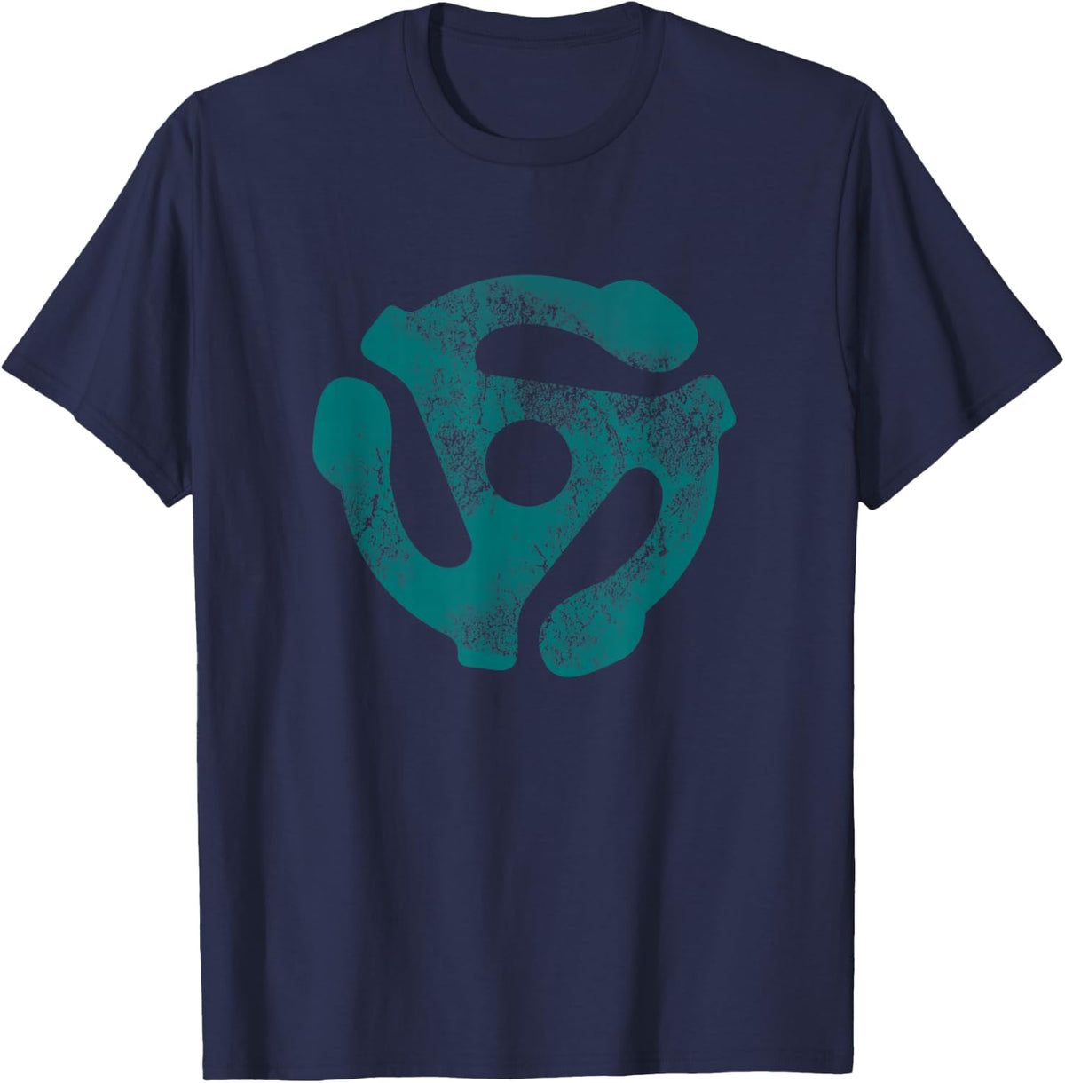 45 RPM Adapter DJ Turntable Record Old Music Teal T-Shirt - Navy Blue