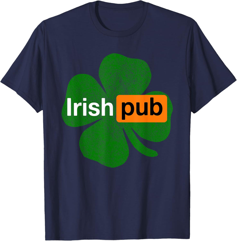 Irish Pub Green Shamrock Ireland St. Patrick's Day Party T-Shirt - Navy Blue
