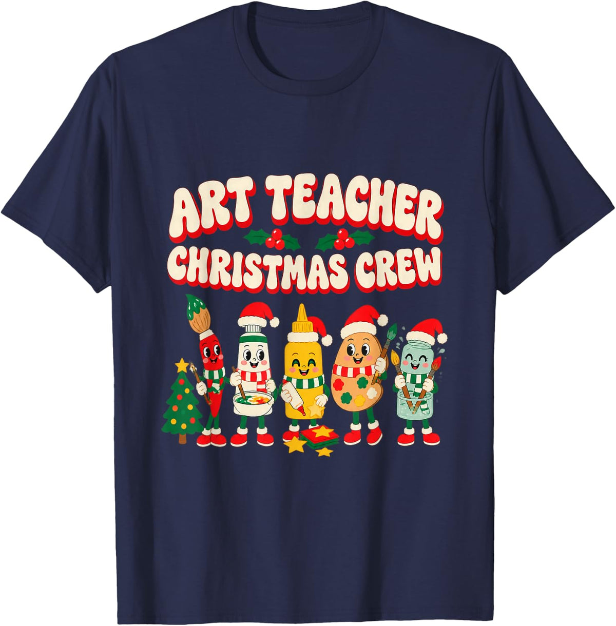Christmas Vet Tech Festive Checklist T-Shirt - Navy Blue