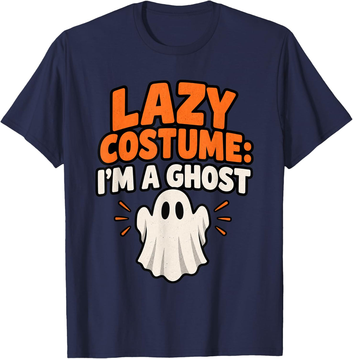 Lazy Halloween Costume Sloth Ghost Funny Fall T-Shirt - Navy Blue