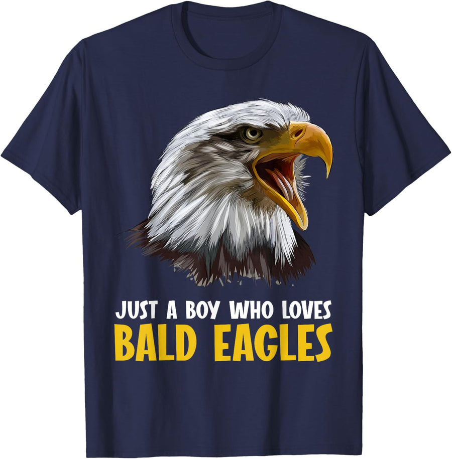 Just a boy who loves Bald Eagles Bald Eagle T-Shirt - Navy Blue