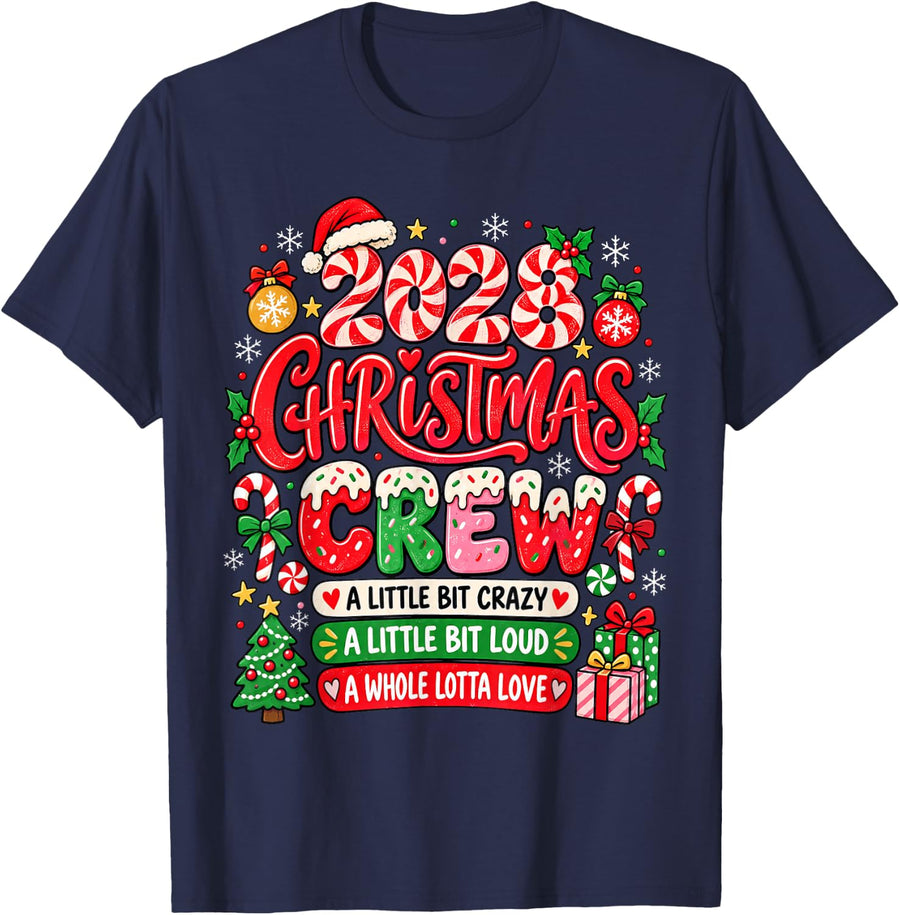 Christmas Crew 2028 Family Christmas Xmas Pajamas Matching T-Shirt - Navy Blue