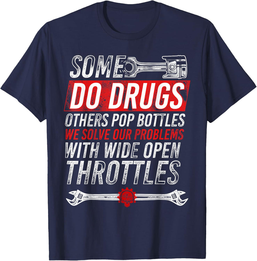 Wide Open Throttle T-Shirt - Car or Truck Racing T-Shirt T-Shirt - Navy Blue