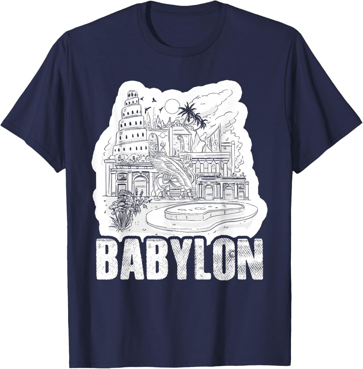 Babylon Gate Mesopotamia Ancient City History Lover Teacher T-Shirt - Navy Blue