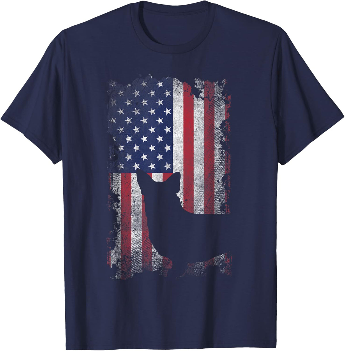 Patriotic Corgi American Flag USA Cute Cool Corgi Dog Lover Women Kids Men T-Shirt - Navy Blue