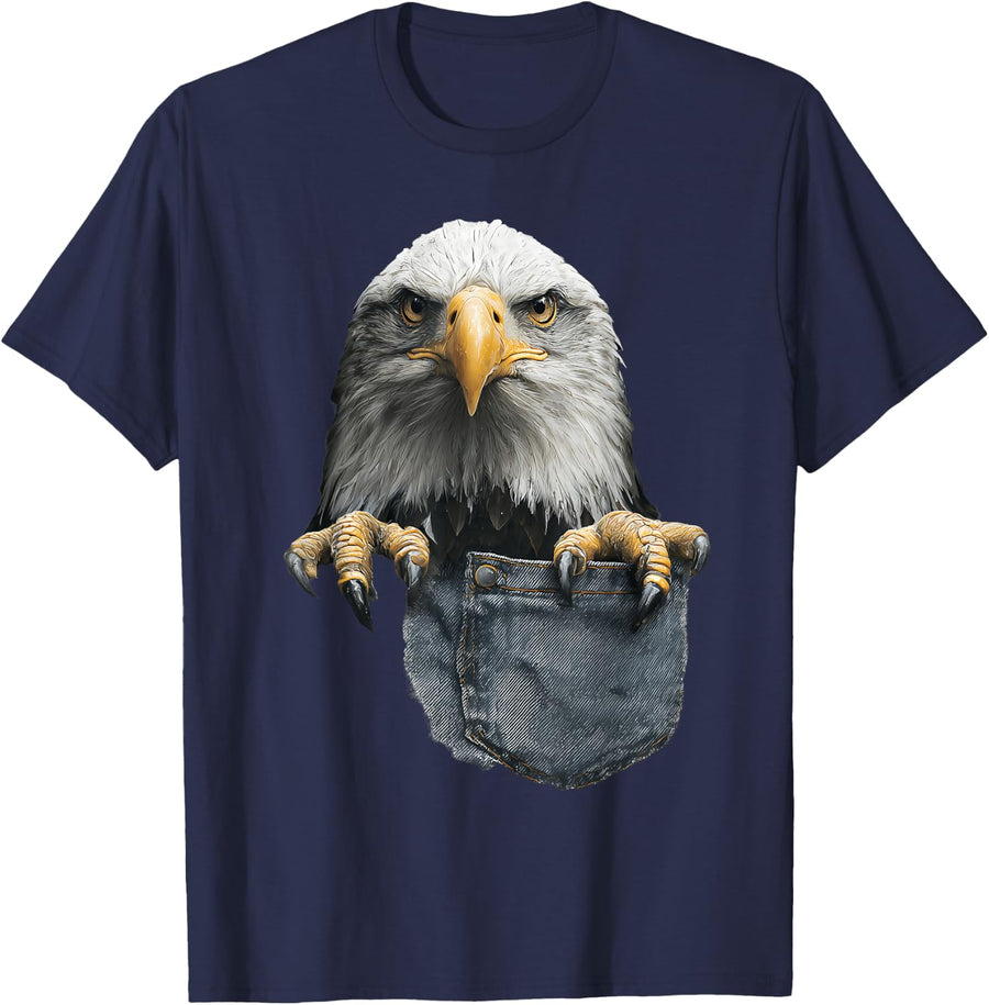 Eagle Bird Lover Motif Wildlife Forest Animal Art Graphic T-Shirt - Navy Blue