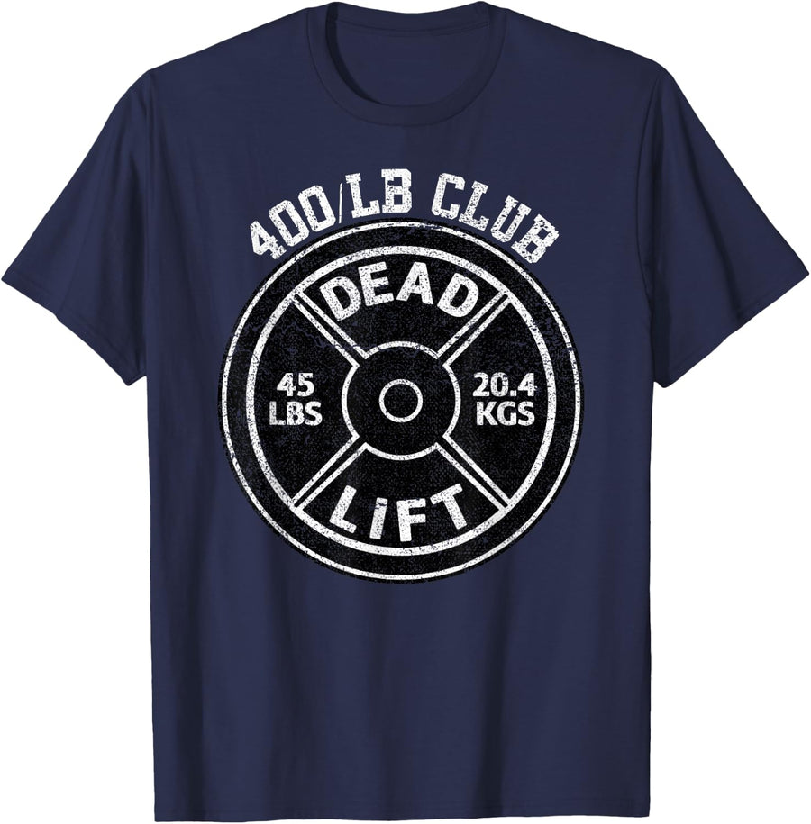 400 Lbs Pound Dead Lift Club Gym Weightlifting Powerlift T-Shirt - Navy Blue