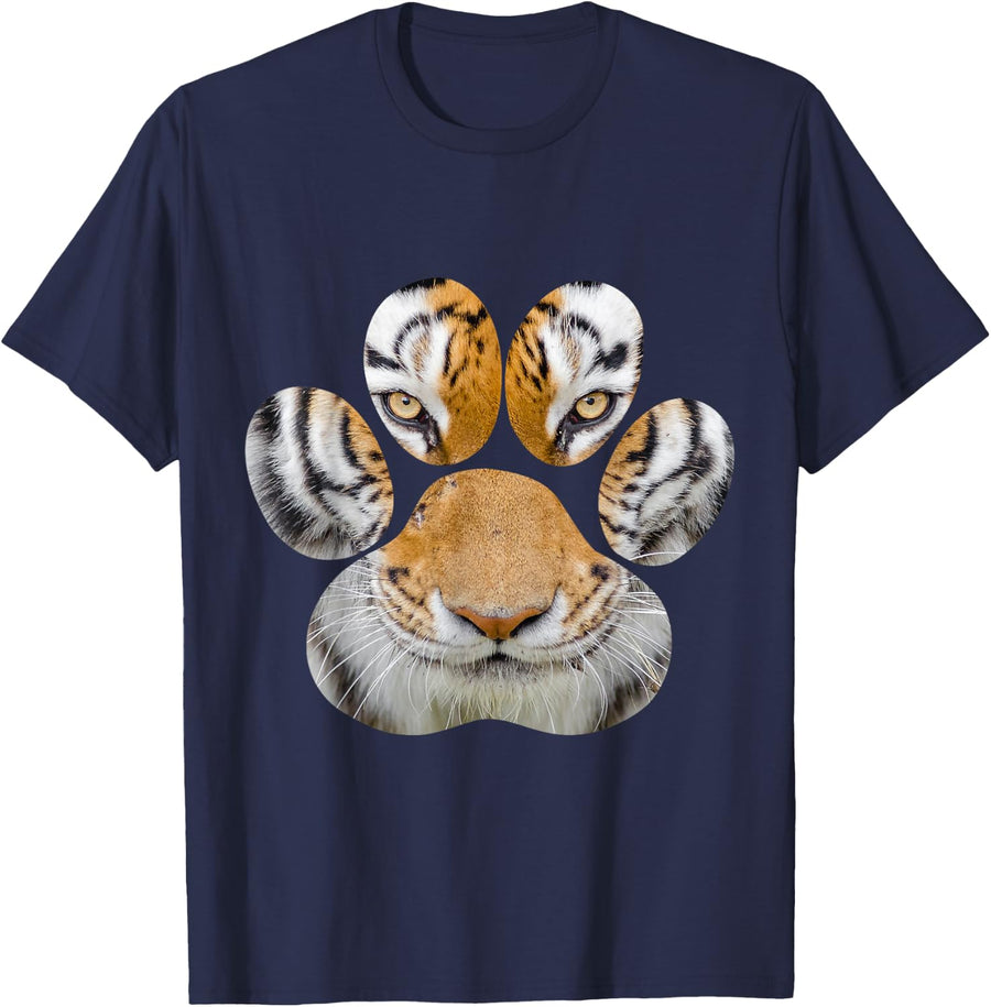 Tiger Eyes Paw Animal Cat Leopard Lion Gift T-Shirt - Navy Blue