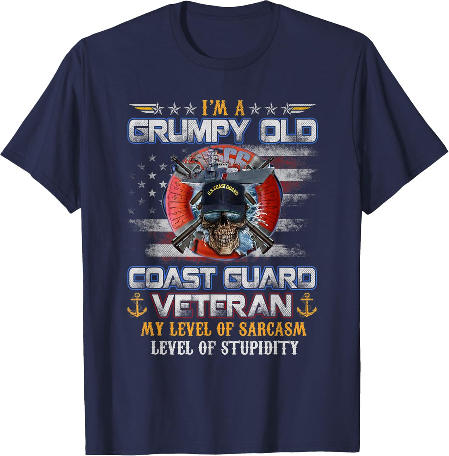 I'm A Grumpy Old Coast Guard Veteran Flag Vintage Gifts Mens T-Shirt - Navy Blue