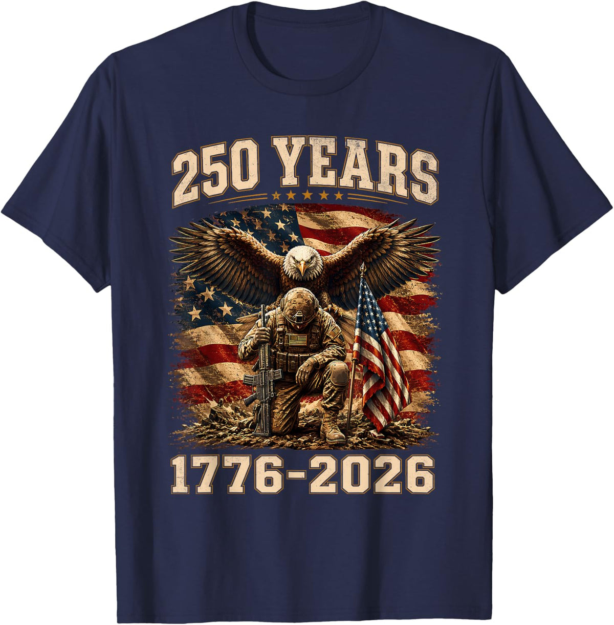 America 250th Anniversary USA 1776 Patriotic 4th of July Men T-Shirt - Navy Blue