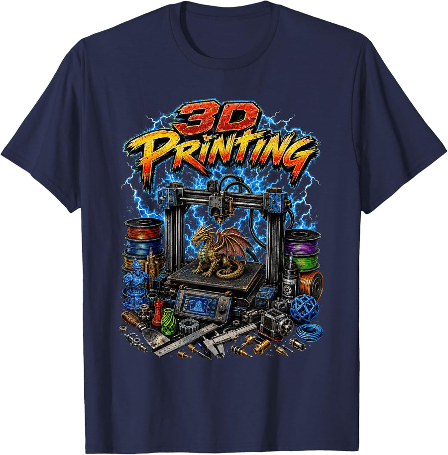 3D Printing Tech Maker Dragon Printing Tech Hobby Creative T-Shirt - Navy Blue
