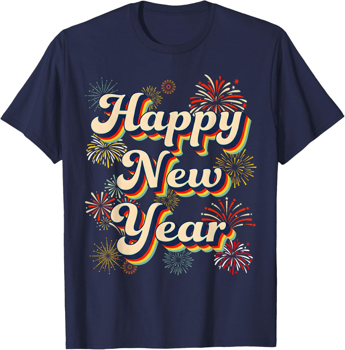 Happy New Year Eve Firework 2026 Party Men Women Kid T-Shirt - Navy Blue