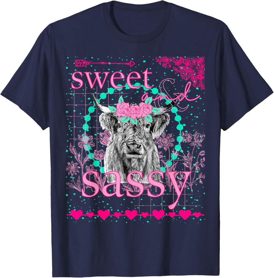 Cute Cow Cattle Sweet & Sassy Southern Prep Simply Adorable T-Shirt - Navy Blue