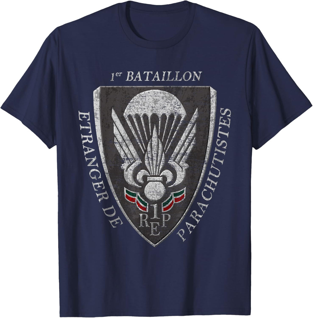 French Paratrooper Legion Etrangere Foreign Parachute Army T-Shirt - Navy Blue