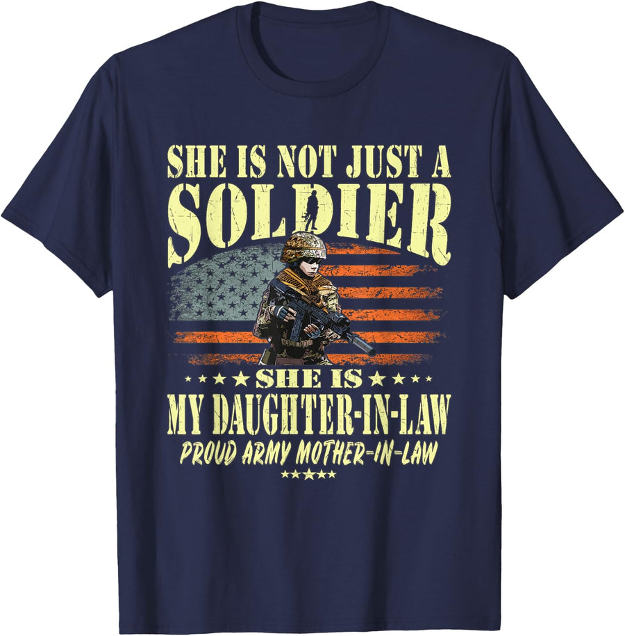 My Daughter-In-Law Is A Solider - Proud Army Mother-In-Law T-Shirt - Navy Blue
