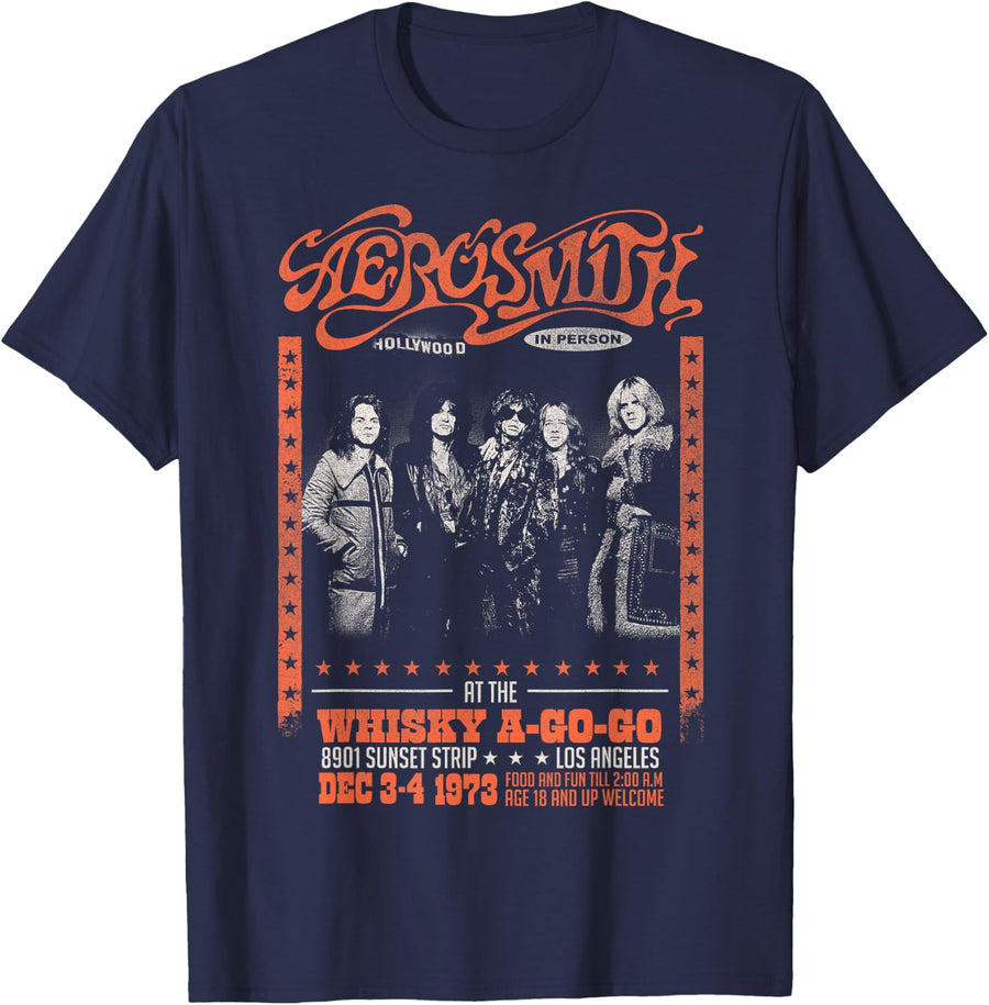 Aerosmith - Whisky A Go Go T-Shirt - Navy Blue