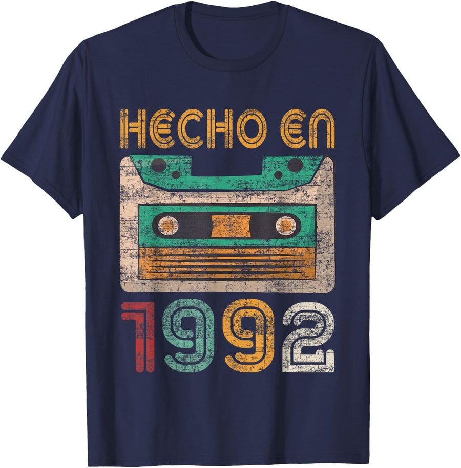 31st Birthday Spanish Made In 1992 Cumpleaños Español T-Shirt - Navy Blue
