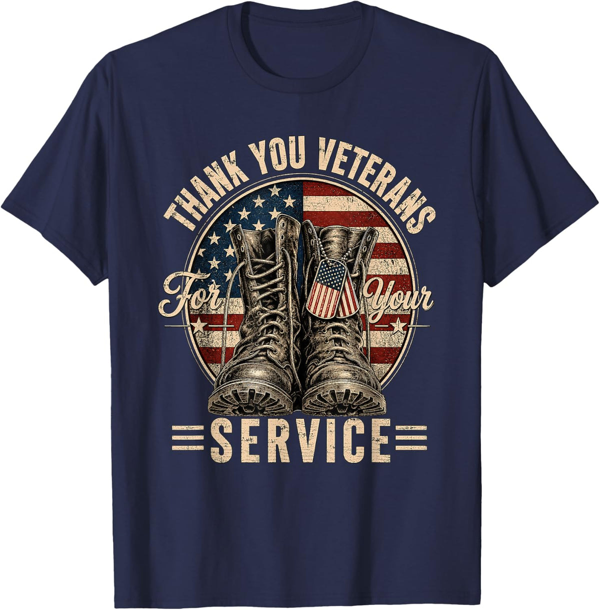 Thank You Veterans for Your Service Veterans Day T-Shirt - Navy Blue