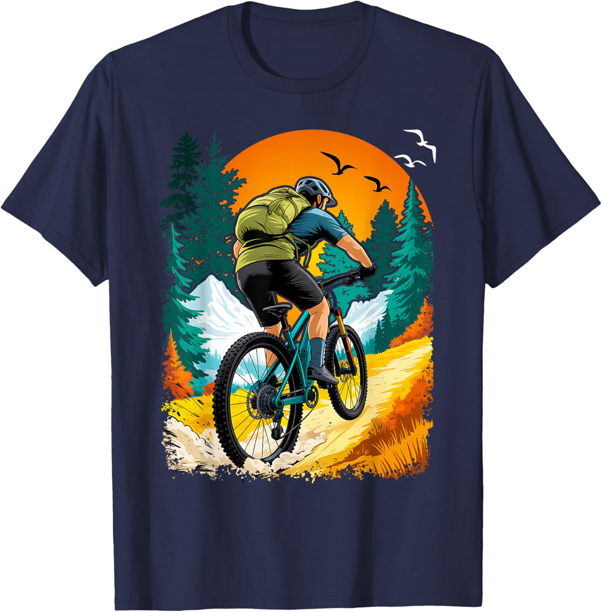 Mountain Bike MTB Clothing - MTB Mountain Bike T-Shirt - Navy Blue