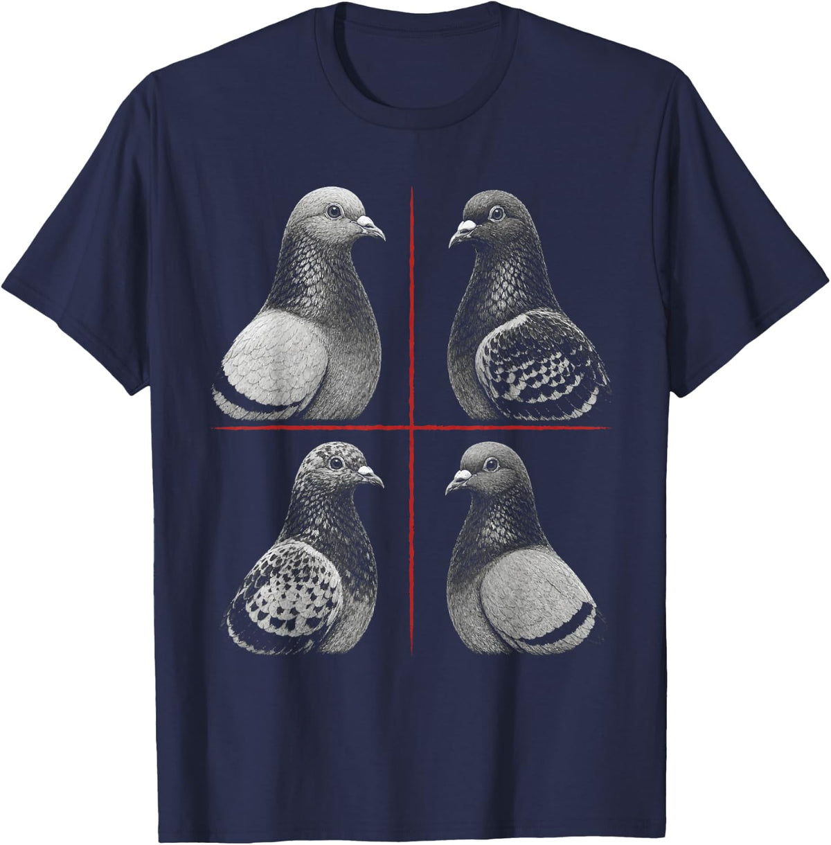 Bird Watching Pigeon Engraving Art Gift T-Shirt - Navy Blue
