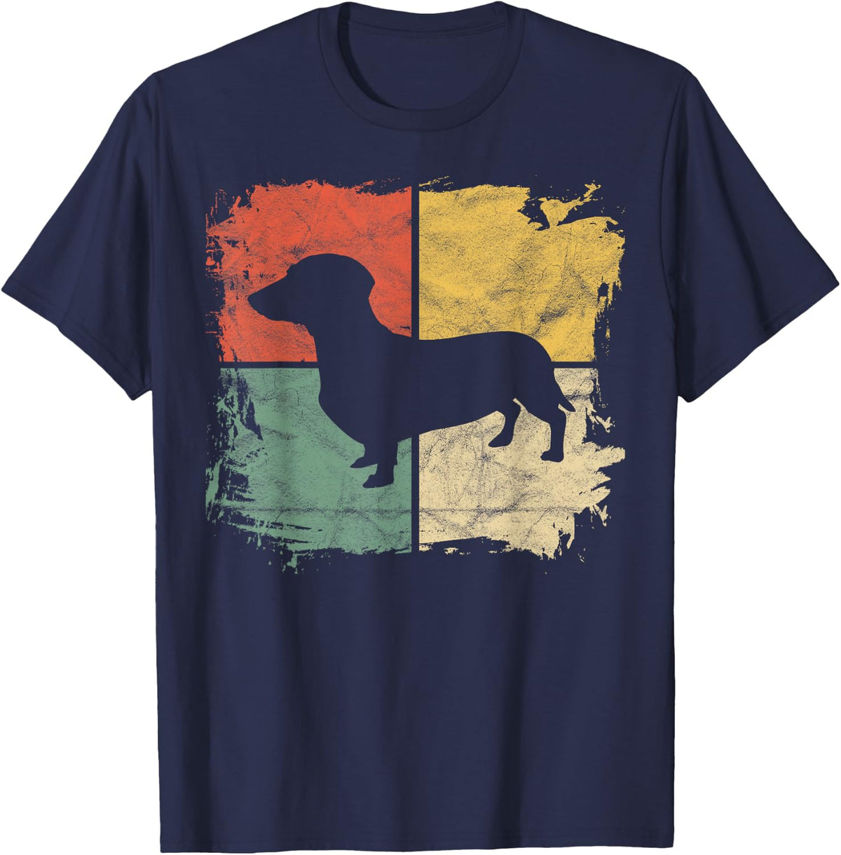 Square Retro Dachshund Owner Gift Dog Parent Dad Doxie Mom T-Shirt - Navy Blue