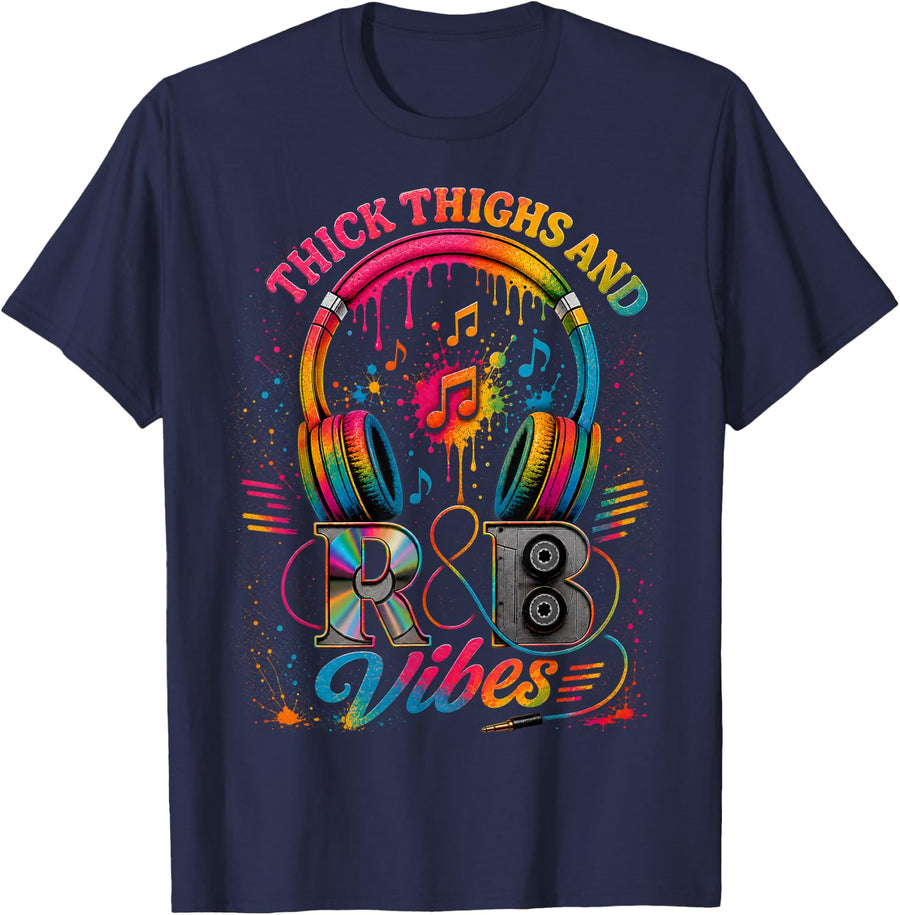 Vintage Thick Thighs R&B Vibes Gifts for Men Women T-Shirt - Navy Blue