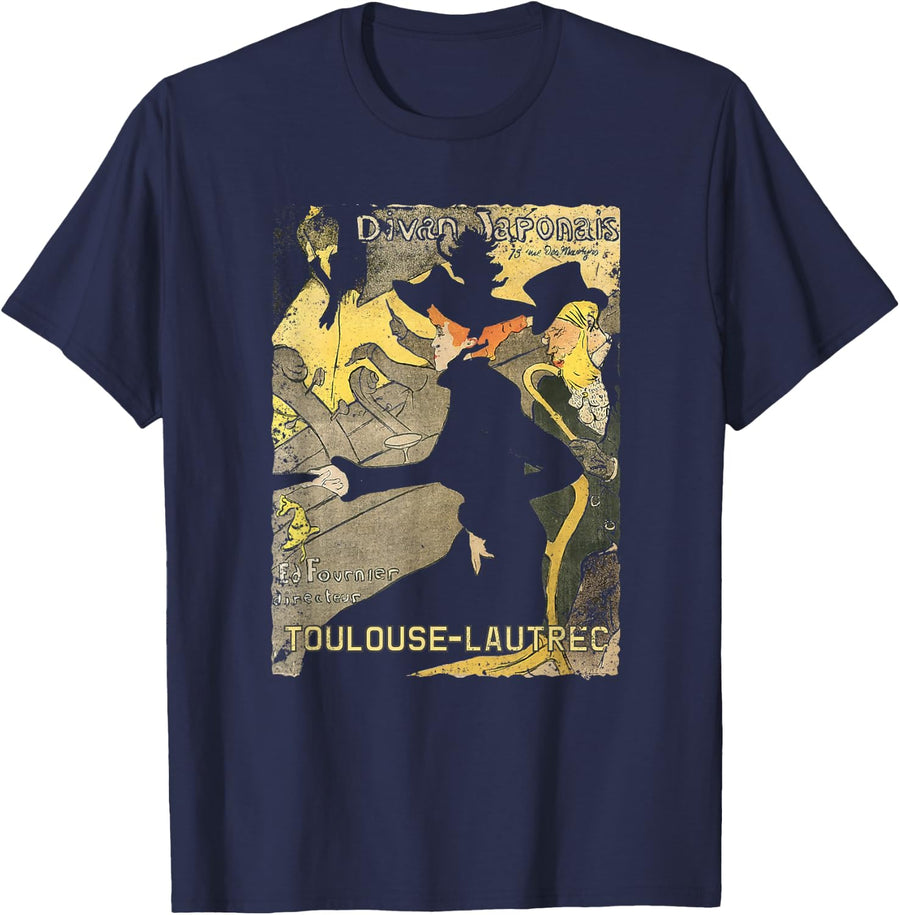 Art Poster Shirt | Toulouse Lautrec | Vintage Paris Art T-Shirt - Navy Blue