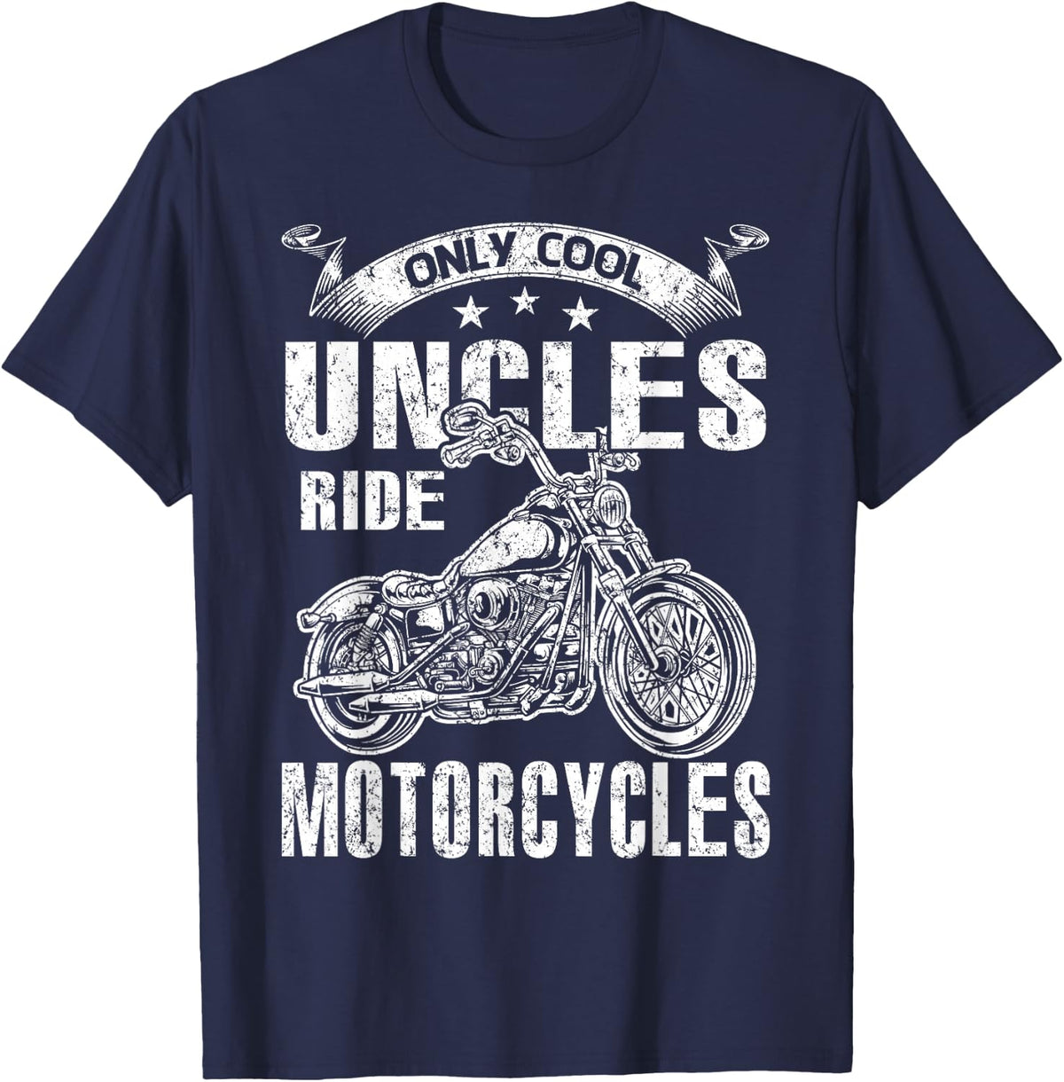 Only Cool Uncles Rides Motorcycles T-Shirt - Navy Blue