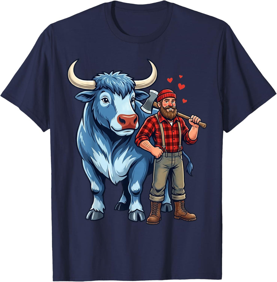 Paul Bunyan Ox Blue Babe T-Shirt - Navy Blue