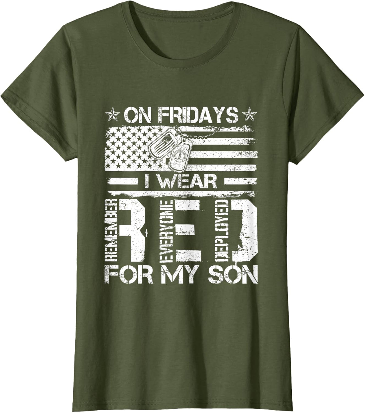Proud Army National Guard Mom On Fridays I We Wear Red T-Shirt - Olive Green