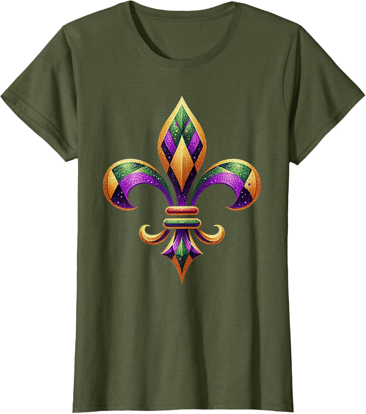 Fleur De Lis Mardi Gras Symbol Louisiana Carnival New Orlean T-Shirt - Olive Green