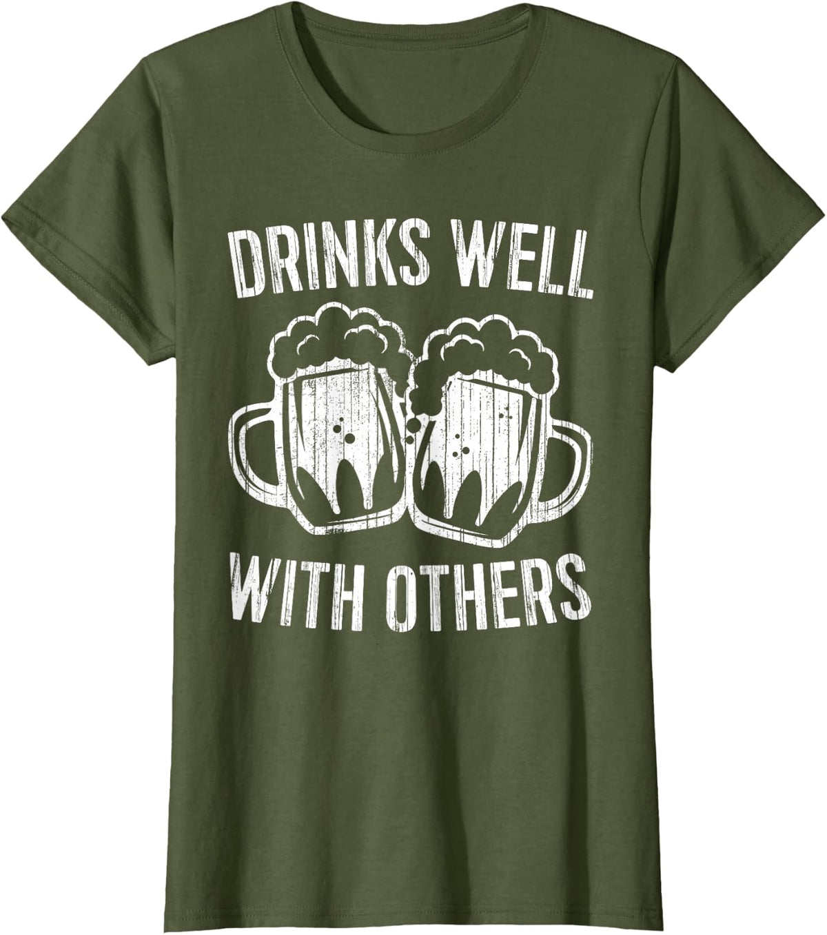 Drinks Well With Others Shirt Men Women St Patricks Day T-Shirt - Olive Green