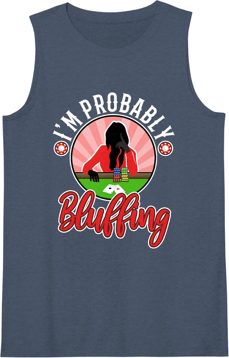 Women's I'm Probably Bluffing Poker Tank Top - Navy Blue