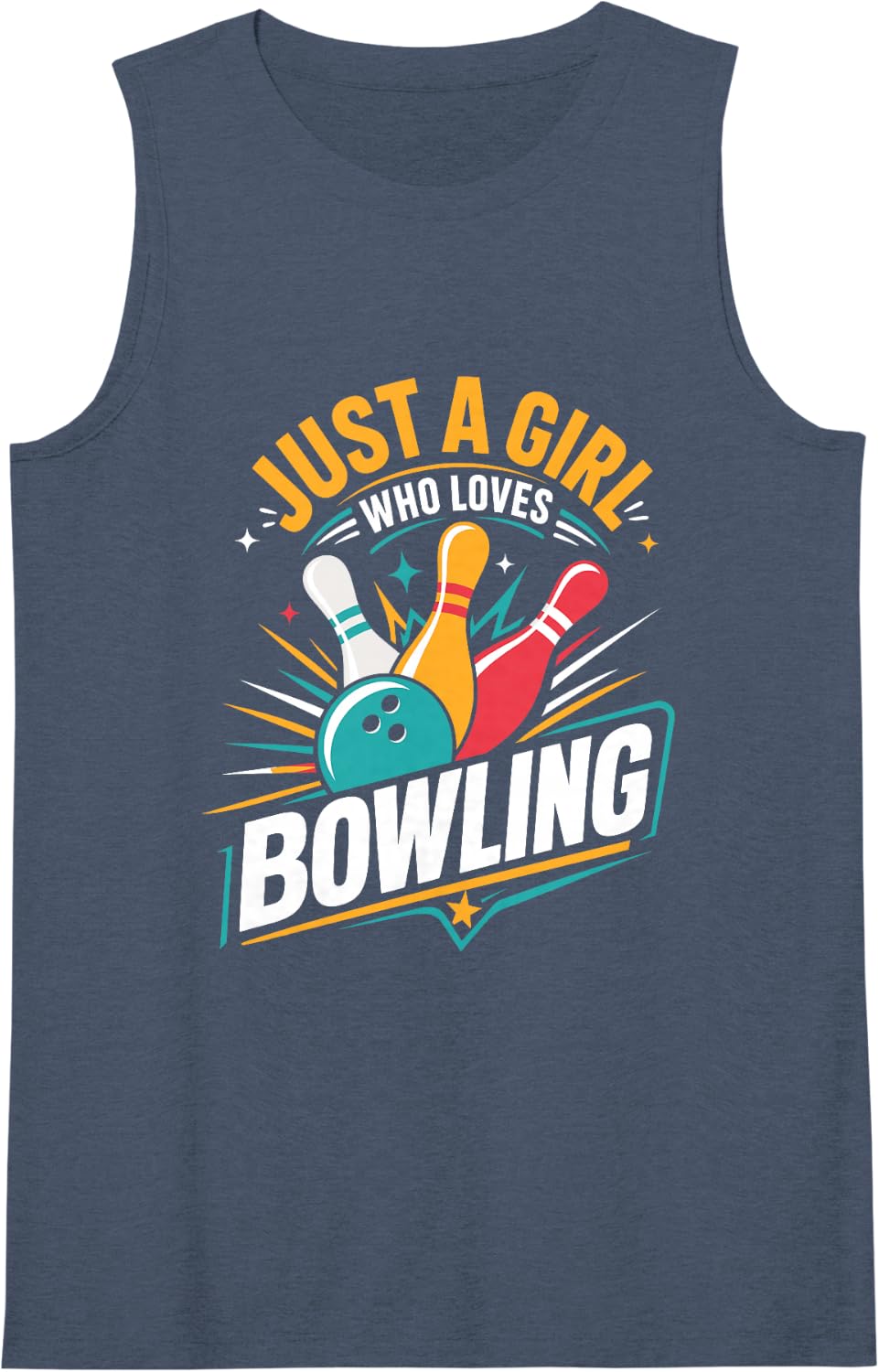 Women's Just A Girl Who Loves Bowling Sleeveless Tank Top - Navy Blue