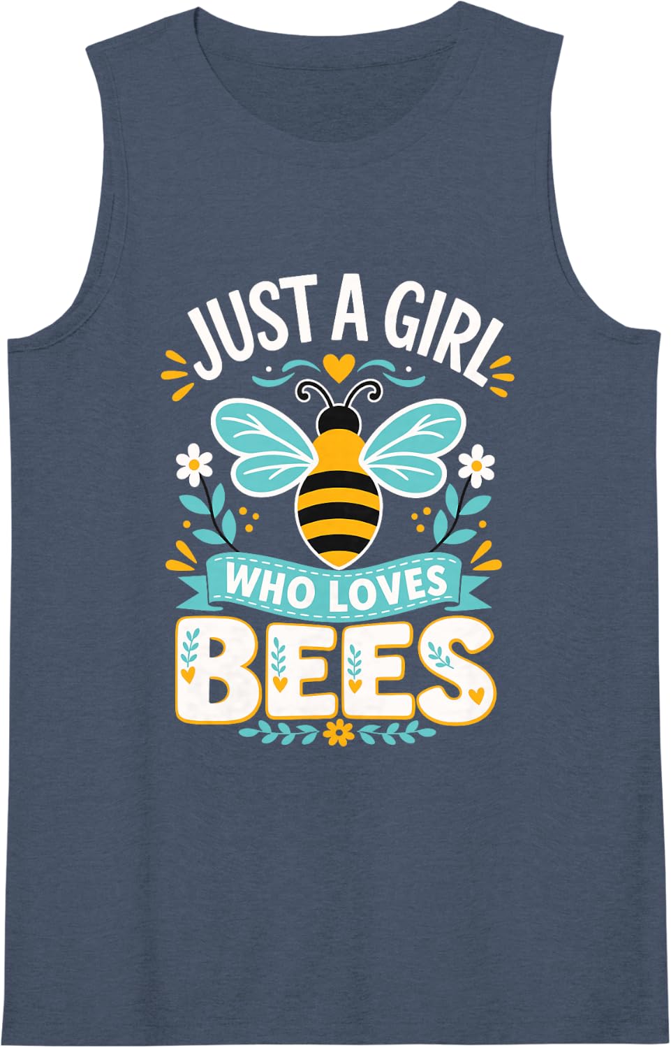 Women's Just A Girl Who Loves Bees Sleeveless Tank Top - Navy Blue