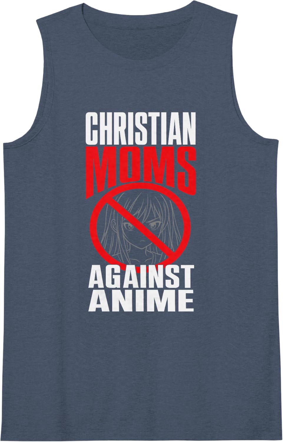 Women's Christian Moms Against Anime Manga Girl Sleeveless Tank Top - Navy Blue