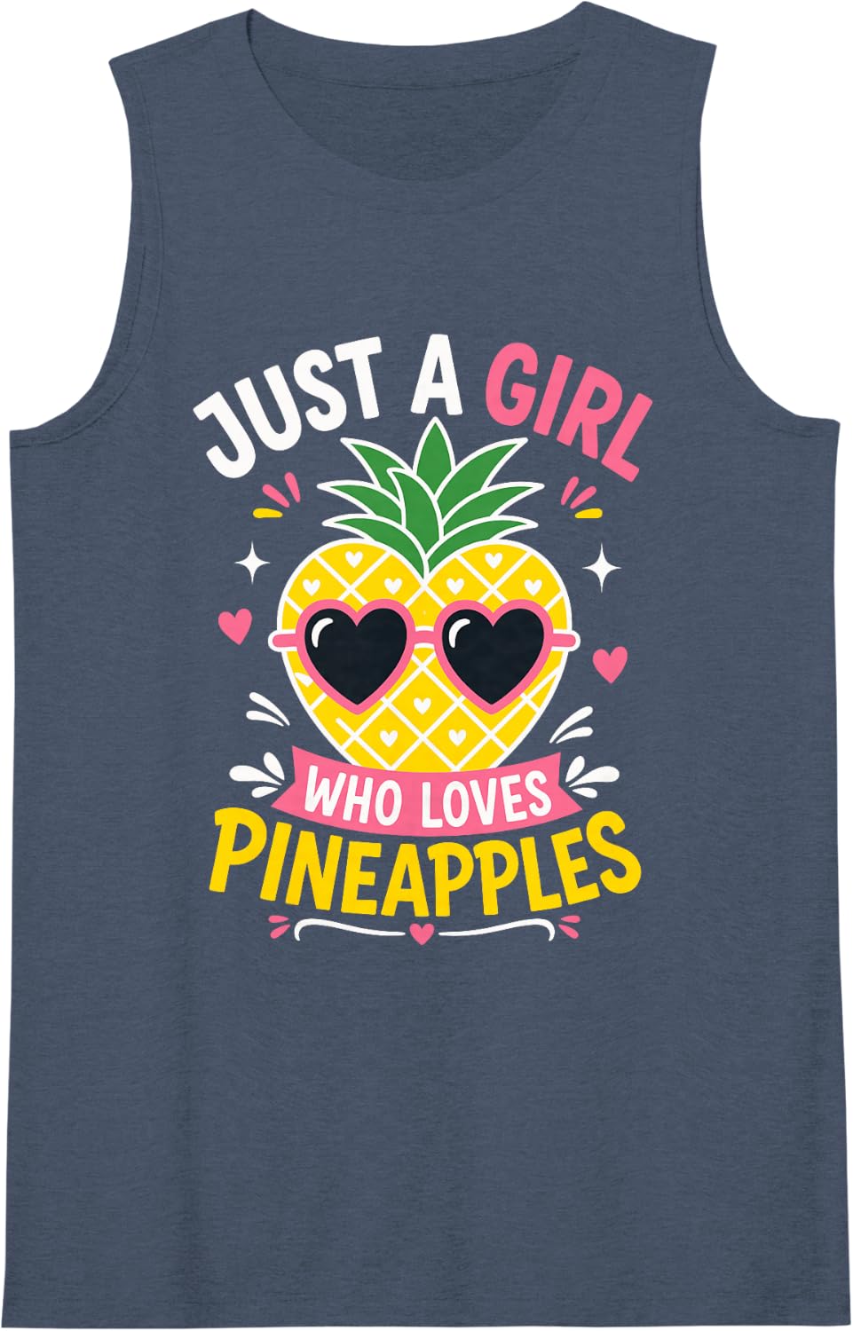 Women's Just A Girl Who Loves Pineapples Sleeveless Tank Top - Navy Blue