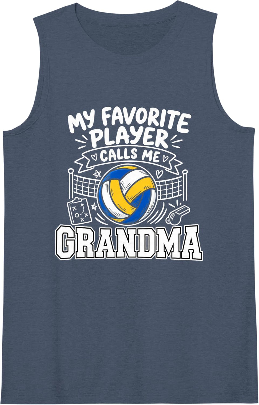 Women's Volleyball Grandma Gift Favorite Player Calls Me Grandma Sleeveless Tank Top - Navy Blue