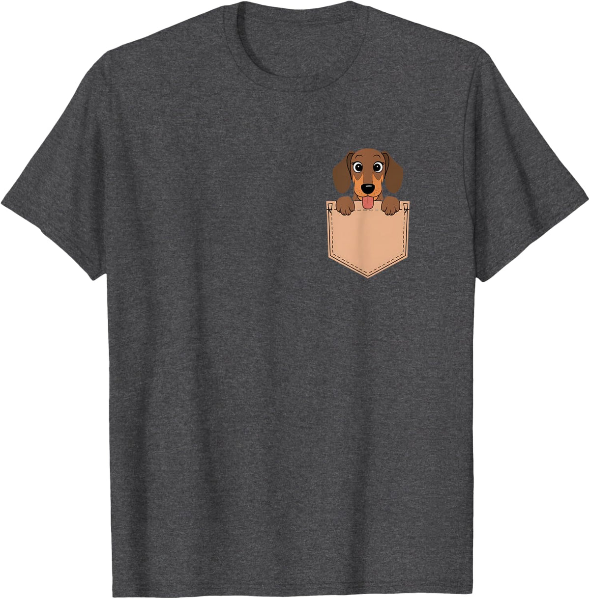 Dachshunds In Pocket Dog Owner Cute Puppy Lover Men Women Kids T-Shirt - Dark Heather Grey